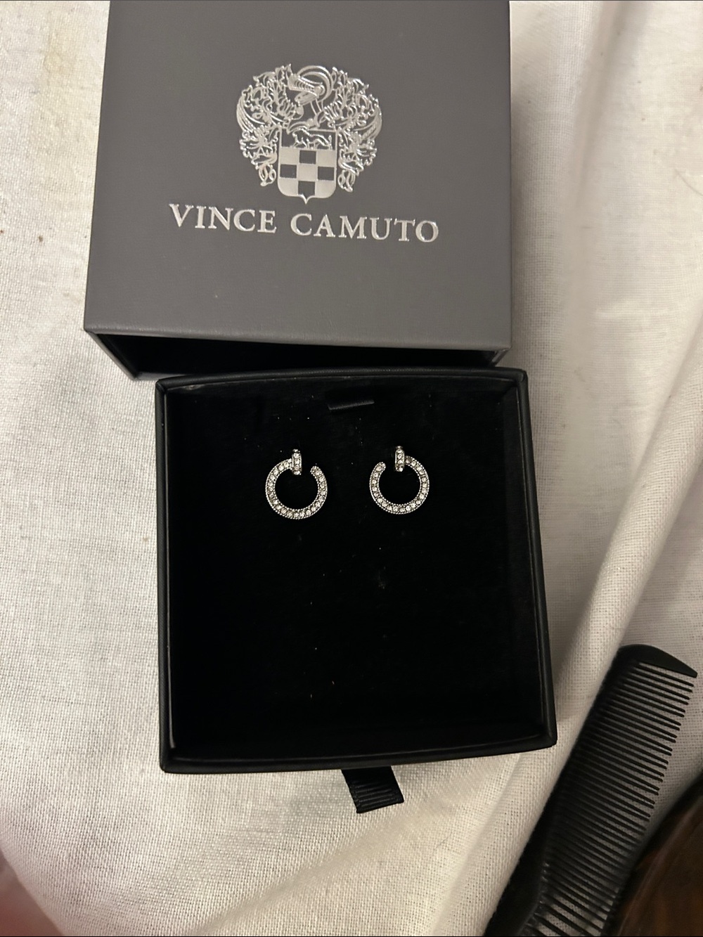 Vince Camuto Silver Crystal Mini Hoop Earrings